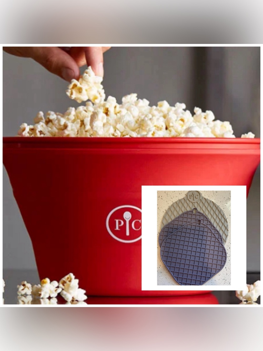 Pampered Chef Microwave Popcorn Maker (with 3 free silicone trivets)